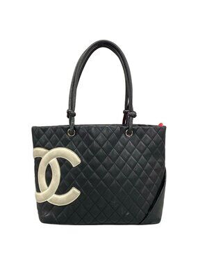Chanel Tote Cambon Line Large Black White Leather